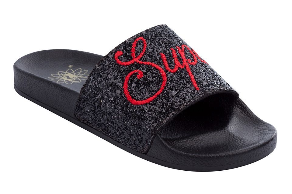 Style 7088 Black Glitter Slides